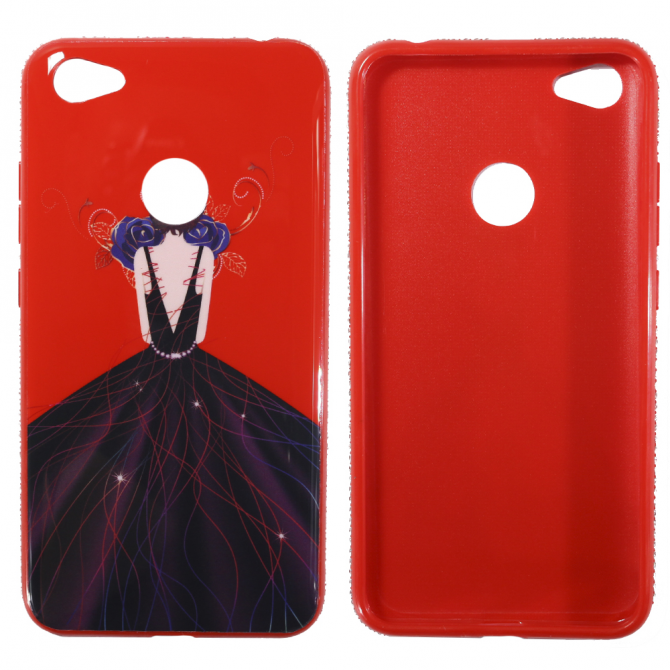 Чохол TPU Magic Girl зі стразами для Xiaomi Redmi Note 5A Prime / Redmi Y1 (Червоний / Синя троянда)