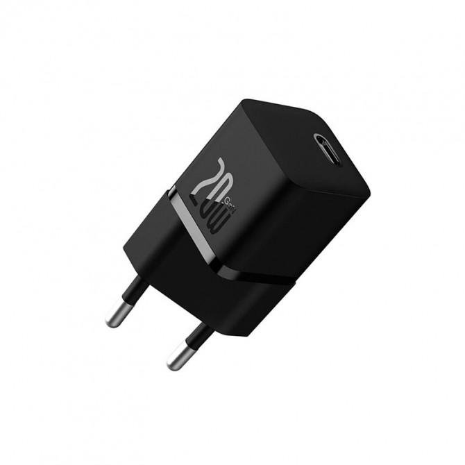 СЗУ 1Type-C Baseus GaN5 Fast Charger (mini) 1C 20W EU Black + Type-C to Type-C