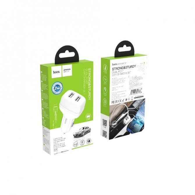 Автомобільний зарядний притсрій Hoco Z36 White + Кабель Type-C-2