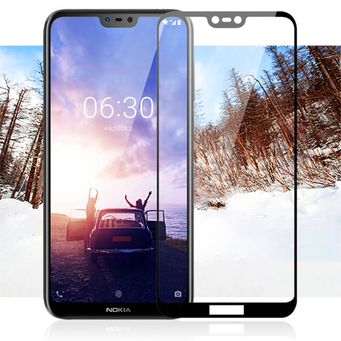 Захисне скло для NOKIA 8.1 Full Glue (0.3 мм, 2.5D, чорне)-2