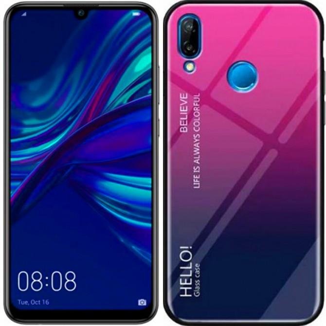 Чехол TPU Gradient HELLO Glass для Huawei P Smart 2019 Розовый