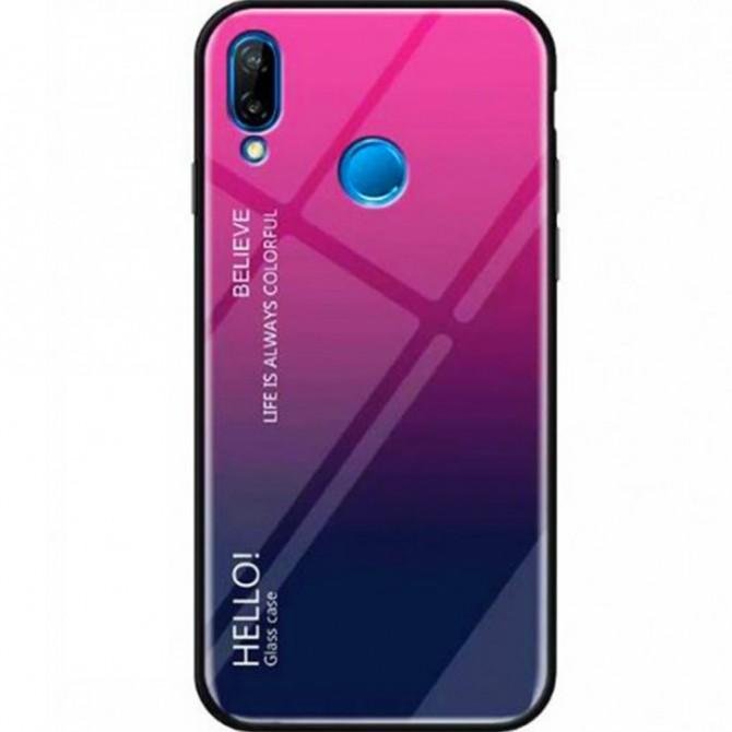 Чехол TPU Gradient HELLO Glass для Huawei P Smart 2019 Розовый-1