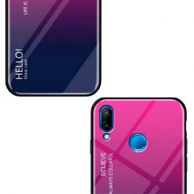 Чехол TPU Gradient HELLO Glass для Huawei P Smart 2019 Розовый-2