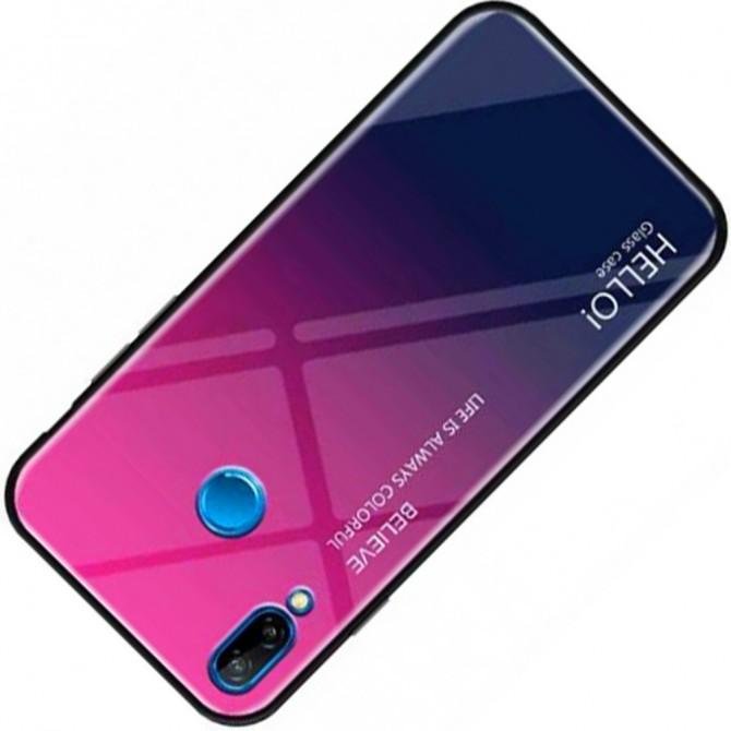 Чехол TPU Gradient HELLO Glass для Huawei P Smart 2019 Розовый-3
