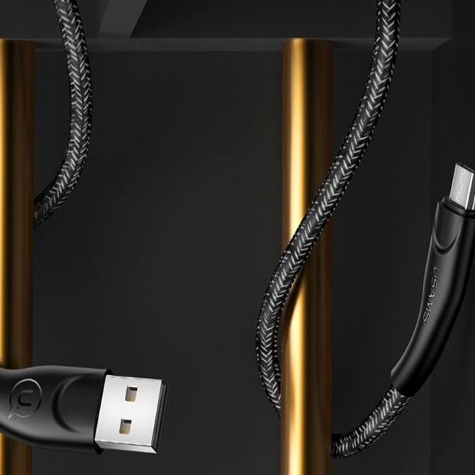 Кабель Usams U41 US-SJ396 Braided Data MicroUSB 2m Чорний-1