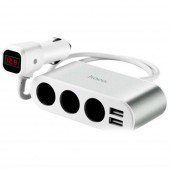 Автомобильный разветвитель Hoco Z13 LCD  Серый/Белый Автомобильный разветвитель Hoco Z13 LCD  Серый/Белый