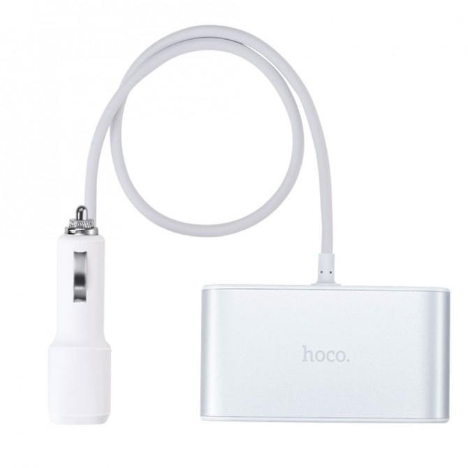 Автомобільний розгалужувач Hoco Z13 LCD Сiрий/Бiлий-1