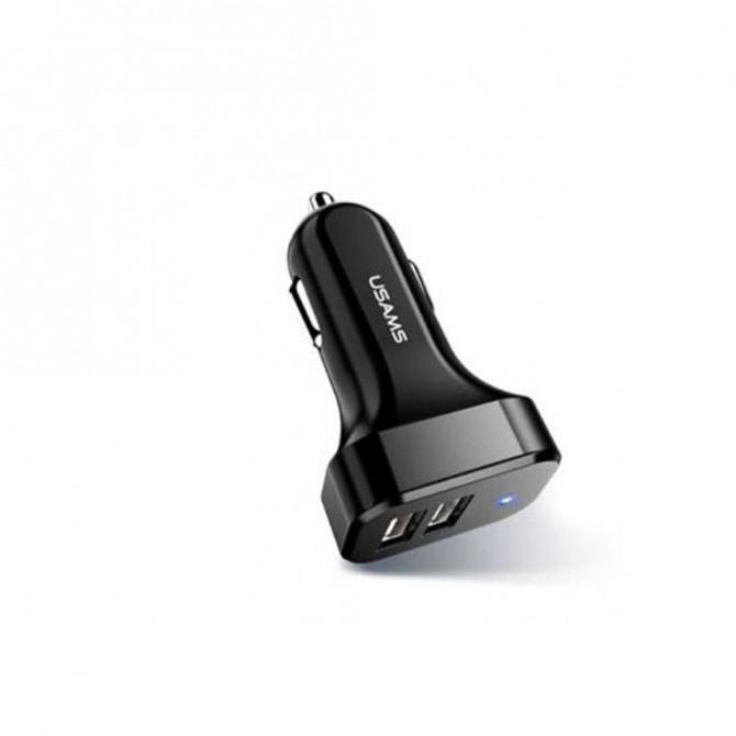 Автомобильное зарядное устройство Usams C13 2.1A Dual Ports Чёрный + USB Cable Type-C (NTU35MC13TZ)