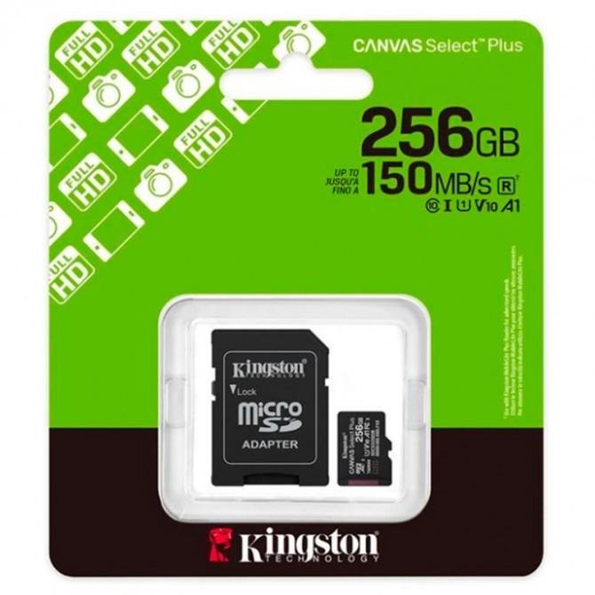 Карта памяти Kingston microSDHC 256Gb Canvas Select Plus Gen3 class10 A1(R-150Mb/s) (adapter SD)