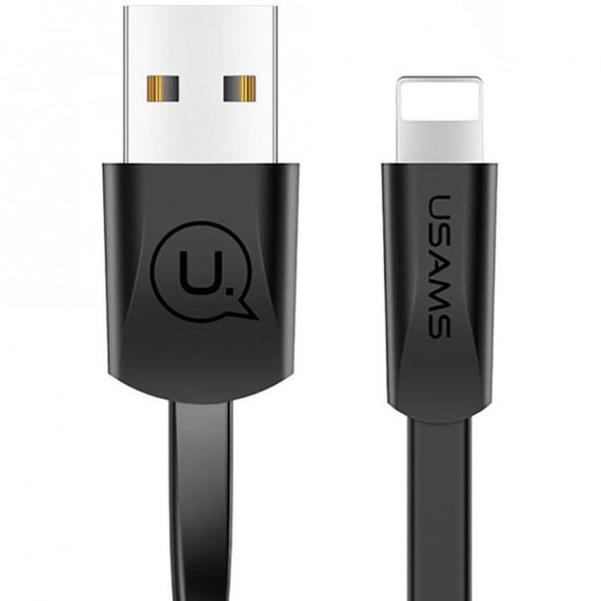 Кабель Usams U2 US-SJ199 Flat Data Lightning - USB 1.2m Чёрный (SJ199IP01)