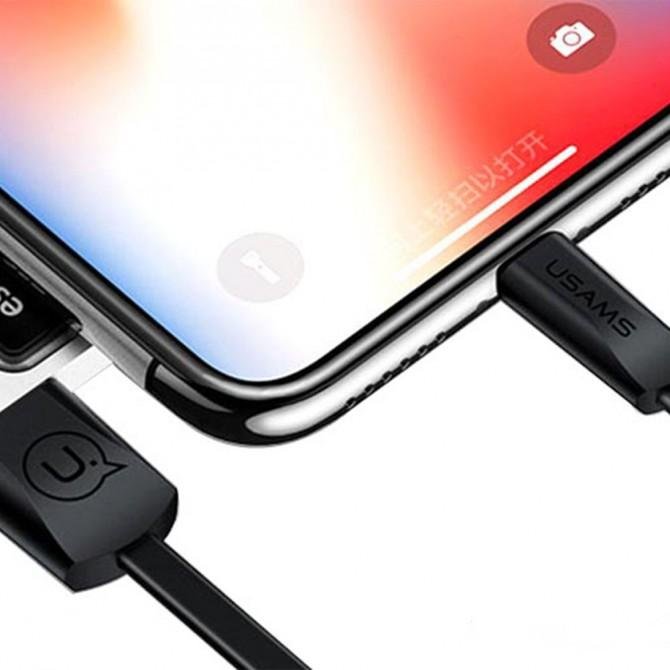 Кабель Usams U2 US-SJ199 Flat Data Lightning - USB 1.2m Чёрный (SJ199IP01)-1