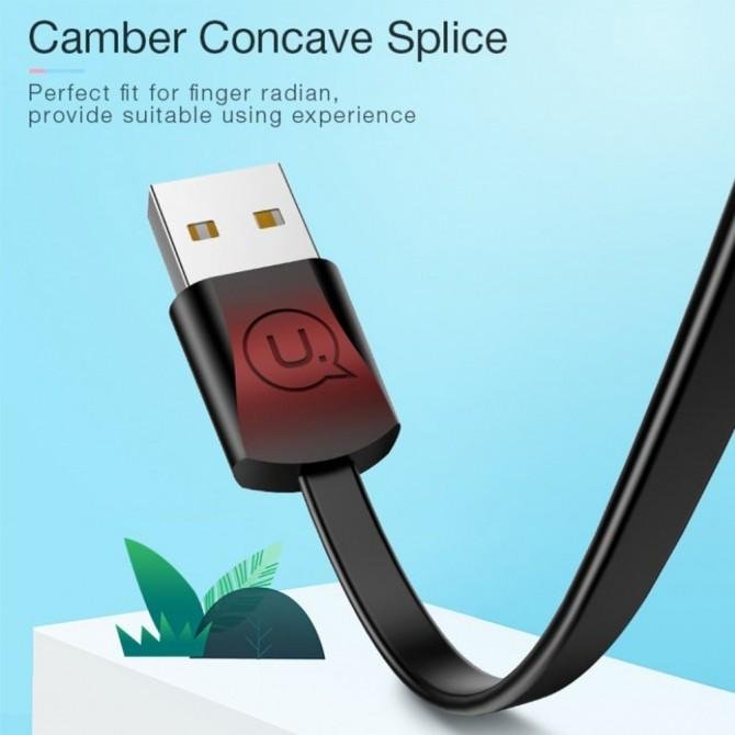 Кабель Usams U2 US-SJ199 Flat Data Lightning - USB 1.2m Чёрный (SJ199IP01)-2