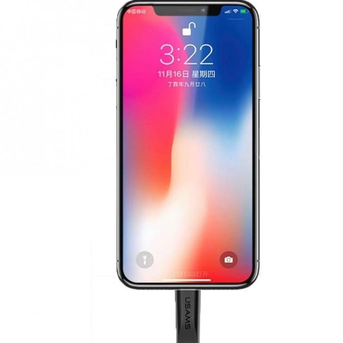 Кабель Usams U2 US-SJ199 Flat Data Lightning - USB 1.2m Чёрный (SJ199IP01)-3