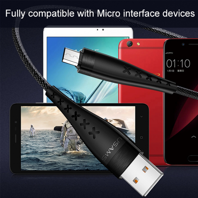 Кабель Usams U11 US-SJ251 Micro - USB 1.2m Чёрный (SJ251USB01)-2