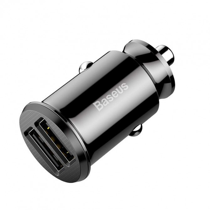 Автомобильное зарядное устройство 2USB Baseus Grain 3.1A Black (CCALL-ML)-2