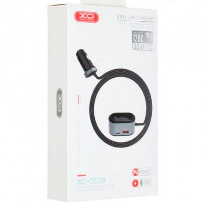 Автомобільное зарядное устройство XO CC-29 1 USB QC 3.0 + Type-C PD (35W) + Lightning Cable Black-1