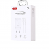 Мережевий зарядний пристрій XO L141 20W USB-C White+ Type-C to type-c Cable