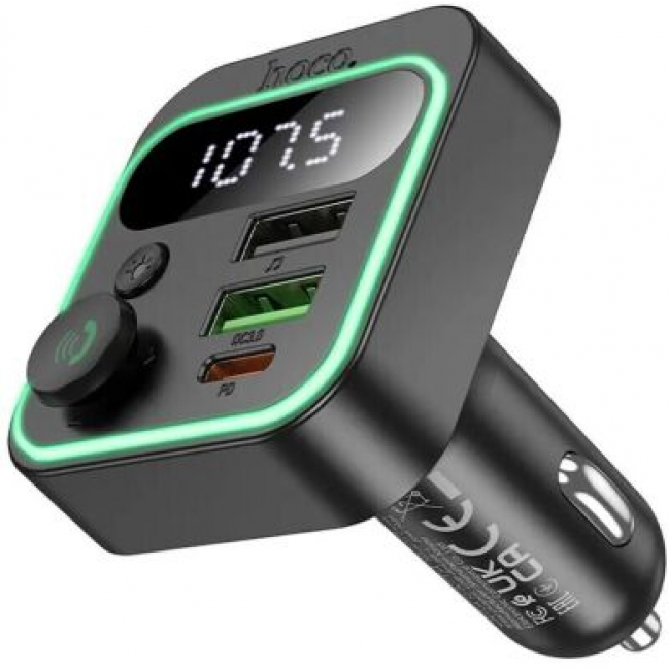 ФМ Модулятор Hoco with Charger E85 PD20W+QC3.0 Black
