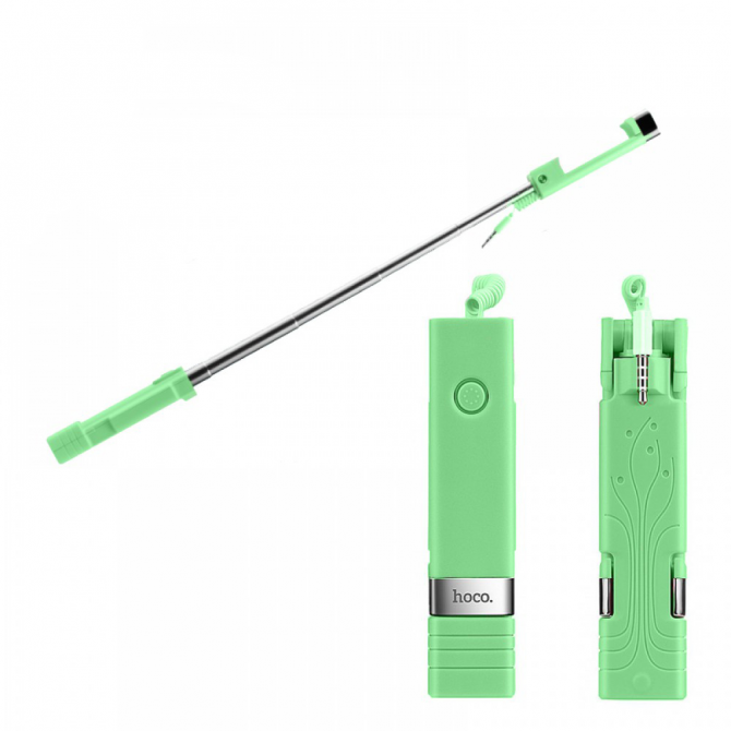 Монопод selfie Hoco K3 Beauty Зелений+ кнопка через 3,5"-3