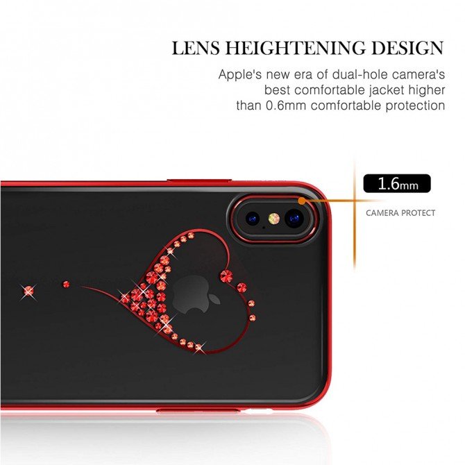 Чохол Kingxbar Diamond Series для iPhone Xs Max Heart Червоний-3