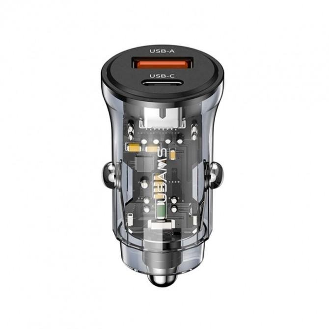 Автомобильное зарядное устройство Usams US-CC164 C32 30W Transparent A+C Mini