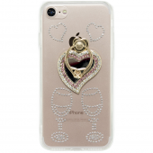 Чохол-накладка Younicou Diamonds with Ring Holder для iPhone 7/8 Серце