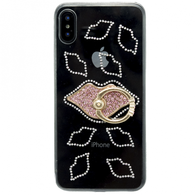 Чехол-накладка Younicou Diamonds with Ring Holder для iPhone X Поцелуй-1