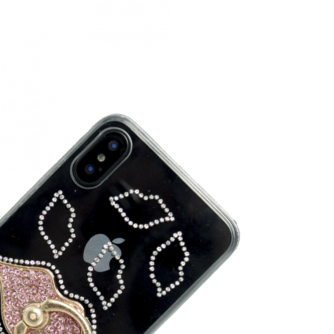 Чехол-накладка Younicou Diamonds with Ring Holder для iPhone X Поцелуй-2