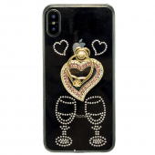 Чехол-накладка Younicou Diamonds with Ring Holder для iPhone X Сердце