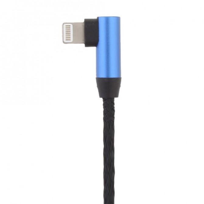 Кабель Usams Right-Angle Braided Lightning – USB 1.2м Blue (IPUSBKW02)-1