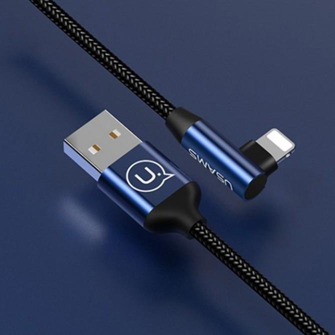 Кабель Usams Right-Angle Braided Lightning – USB 1.2м Blue (IPUSBKW02)-2