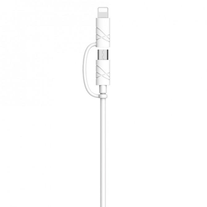 Кабель Usams U-gee 2in1 Lightning + Micro – USB 1м White (2IN1USBJG02)-1
