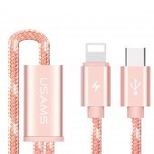 Кабель Usams U-knit 2in1 iOS+Type-C, 1.2м, 2.1A rose gold (2IP6STCLZ03) Кабель Usams U-knit 2in1 iOS+Type-C, 1.2м, 2.1A rose gold (2IP6STCLZ03)