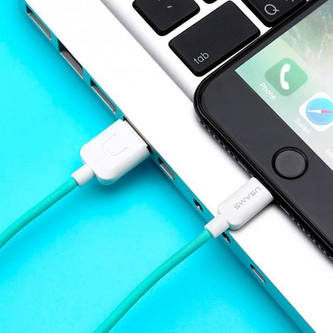 Кабель Usams U-Turn Lightning – USB 1м Cyan (IPUSBXD03)-2