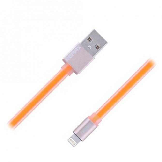 Кабель Remax Quick Charge RE-005i iPhone 6 Metal Оранжевый 1m (плоский) (5-017)-1