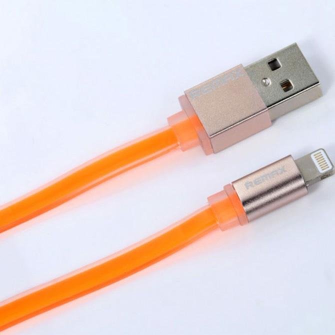 Кабель Remax Quick Charge RE-005i iPhone 6 Metal Оранжевый 1m (плоский) (5-017)-2
