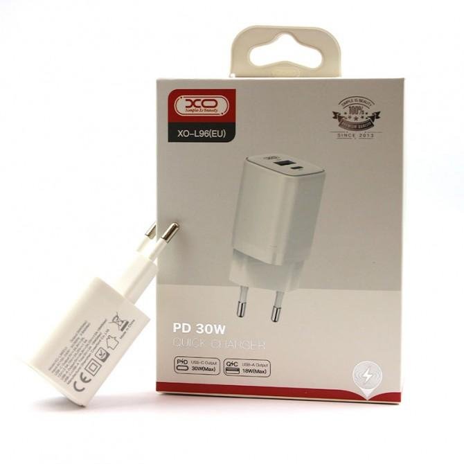 Мережевий зарядний пристрій XO L96 30W/1 USB 1 USB-C White
