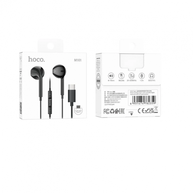 Навушники HF Hoco M101 Crystal Joy Type-C Black-2