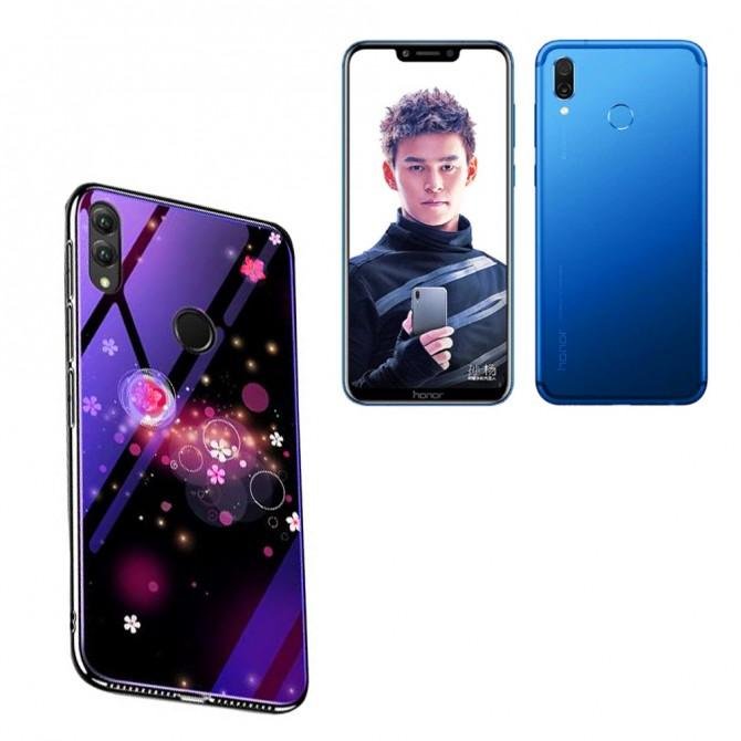 Чехол TPU+Glass чехол Fantasy с глянцевыми торцами для Huawei Honor Play (Пузырьки и цветы)-2