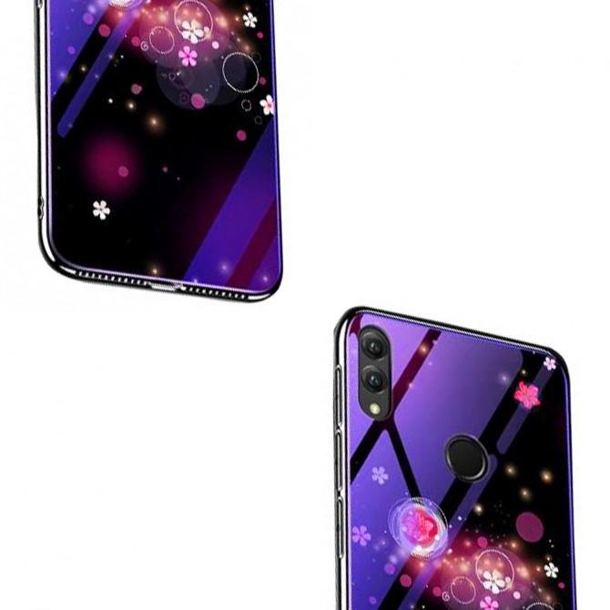 Чехол TPU+Glass чехол Fantasy с глянцевыми торцами для Huawei Honor Play (Пузырьки и цветы)-3