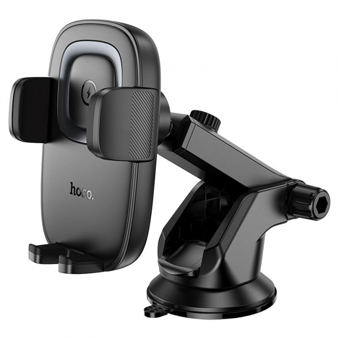 Холдер Hoco HW32 Crown Car Holder + Wireless Charger Black Metal
