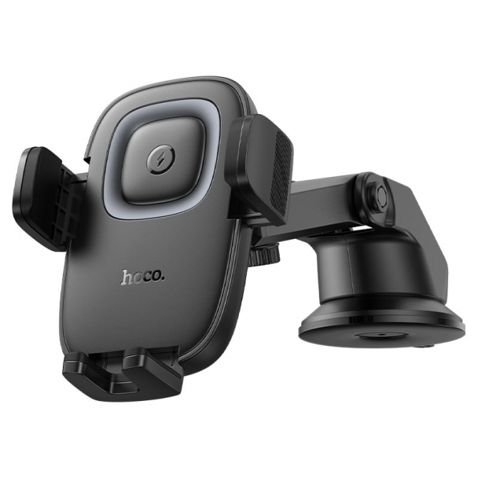 Холдер Hoco HW32 Crown Car Holder + Wireless Charger Black Metal-2