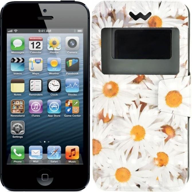 Чохол книжка Universal 3D Print 5,2"-5,5" Chamomile Білий