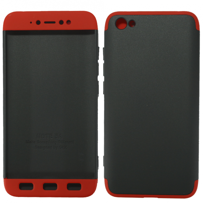 Пластикова накладка LikGus 360 градусів для Xiaomi Redmi Note 5A / Redmi Y1 Lite (Чорний / Червоний