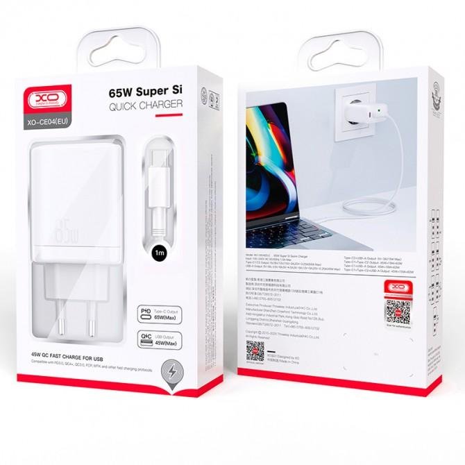 Сетевое зарядное устройство XO CE04 Super Si 2*USB-C/QC 65W White-2
