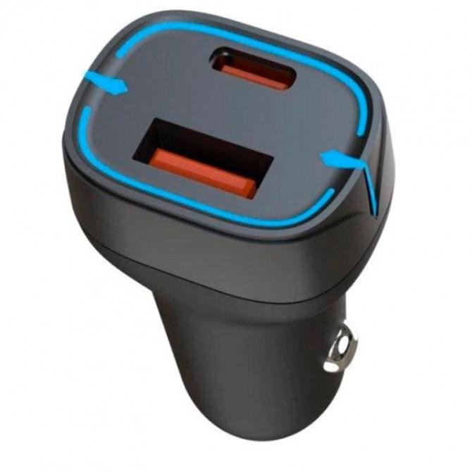 Автомобильное зарядное устройство XO CC37 1 USB 35W + Type-C PD65W Tarnish Black