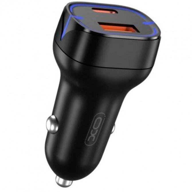 Автомобильное зарядное устройство XO CC37 1 USB 35W + Type-C PD65W Tarnish Black-1