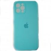 Оригинальный силиконовый чехол для iPhone 12 /12 Pro Ментоловый FULL (with camera protection)