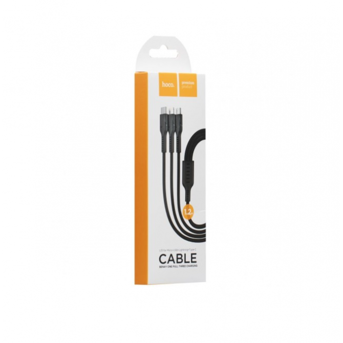 Кабель Hoco U31 Benay 3in1 Charging Black 1m-1