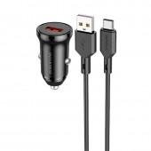 Автомобільний зарядний пристрій Borofone BZ18 QC3.0 3A Black + USB Cable Type-C